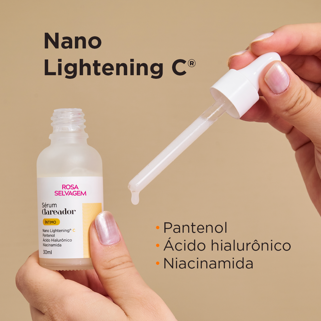 Demonstração do Nano Lightening C com conta-gotas e ingredientes